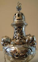 Ornate antique solid silver Baroque Thurible and Boat